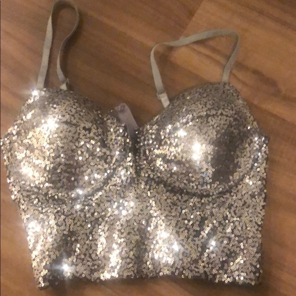 Charlotte Russe Silver Sequin Bustier